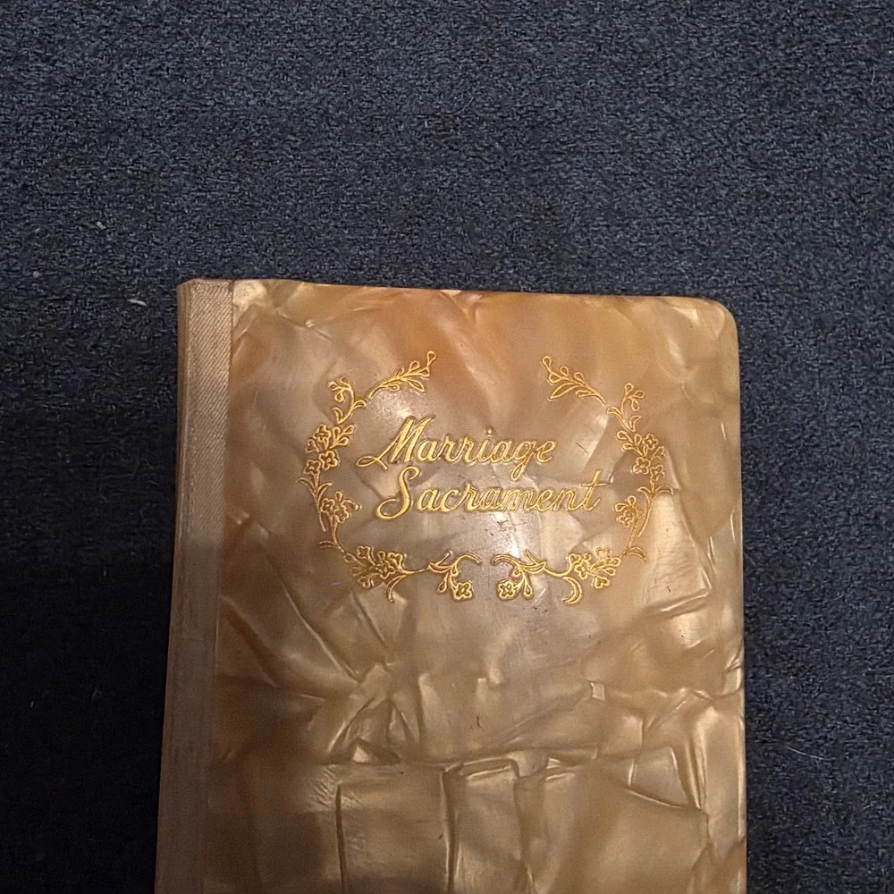 Vintage Marriage Sacrament Prayer Book Pearlescent Celluloid Gold Gilt Catholic